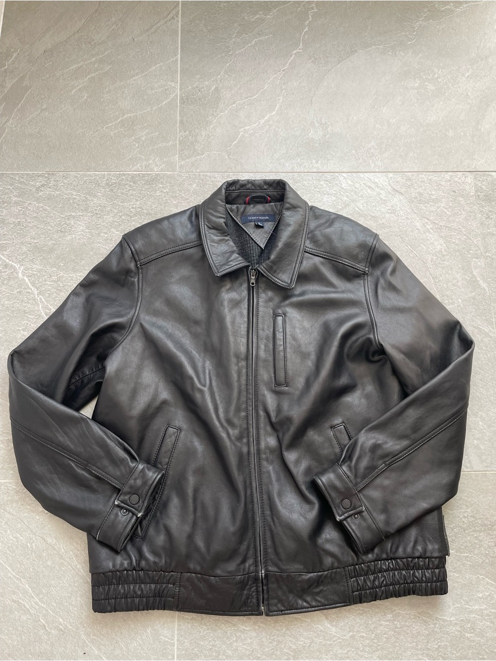 Tommy Hilfiger Men's Black Leather Zip Jacket